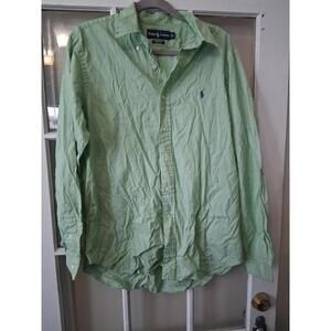 Ralph Lauren Men's Classic Fit Green Cotton Button-Down Shirt L Purple Horse I1